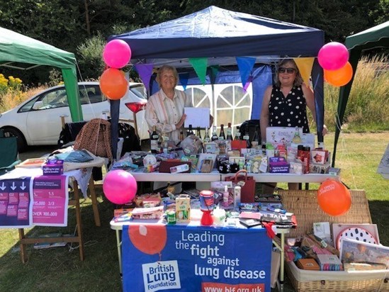 village day 22 Sue Briggs & Su Gallagher held a Tombola stall and sale stall at the Slip End Village Day in memory of Allan.