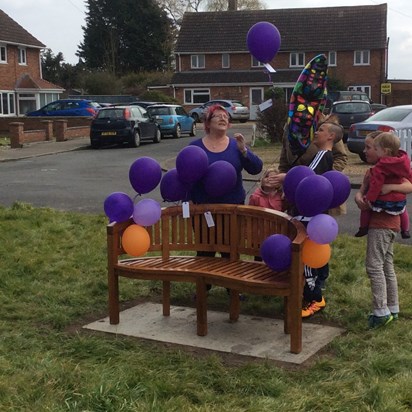 Releasing balloons to you and gifting the bench to the villagers, on the park you played on for hours as a child. X