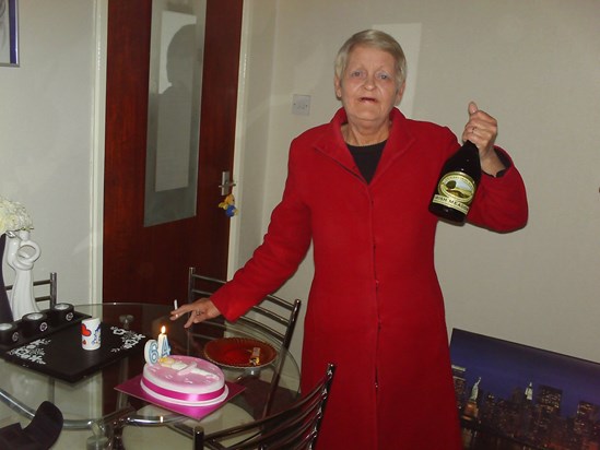 My mum enjoying her 64th birthday with her fave drink- irish cream :-) xxx
