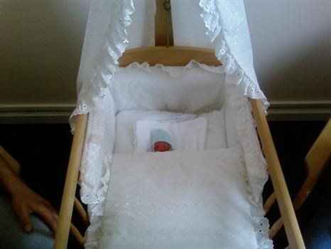My lil man in his cot.