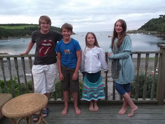 With Lucian and cousins Cosy and Ruby, Cornwall 2014