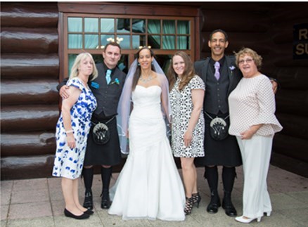 Wedding photo with Mum, Steve, Ann and Danae