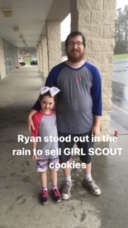 Daddy selling GS cookies with Olivia