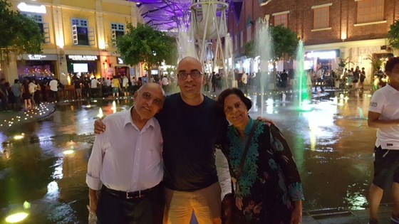 Amit with his Mum & Dad in Singapore when they came to visit us. 