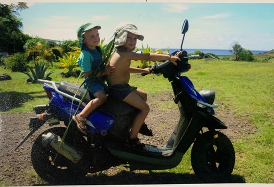He has always loved moped 😉 Mary and hen in easter island X
