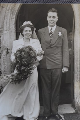 Mary and Tom on their wedding day North Benfleet Church