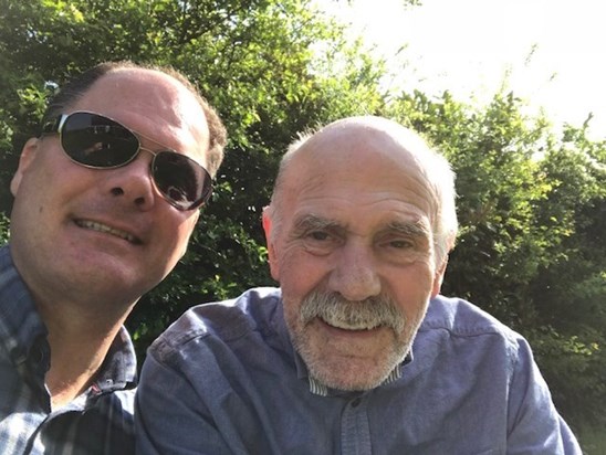 Dad in the garden at his care home 2019
