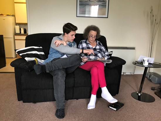 Josh and his Nan tackle a crossword, Nov 2017.