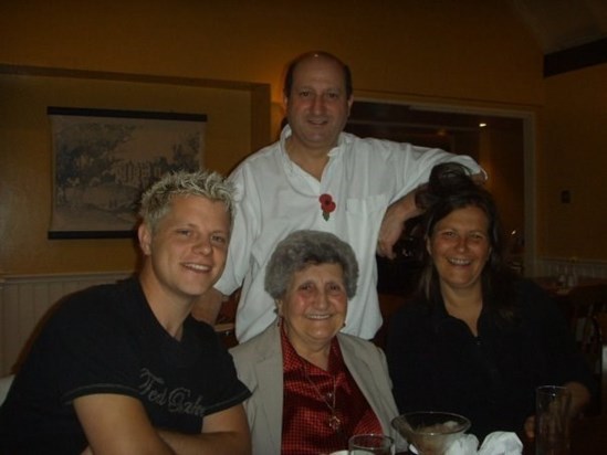 Laila with son Derek, daughter Heather and grandson Roland, 2008