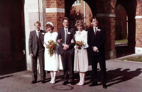 Peter and Hazel Wedding Day at Christ's Hospital School, pictured with Hazel's side Howard. Kay & Keith
