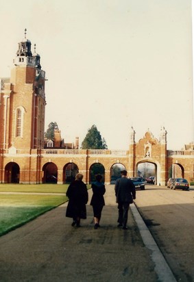 Hazel, Bronwyn and Peter heading to The Chapel at Christ's Hospital School