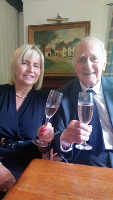 Kay and Mick Wright raise a glass in honour of a great Brother and Father