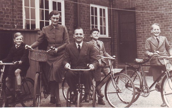 Family Cycle April 1940 - l to r: Peter; mother; father; David; Michael