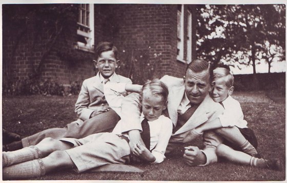 Father Cecil + (l to r) David; Michael; Peter c 1938