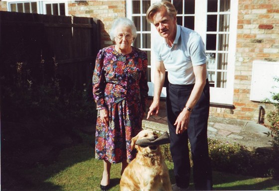 Peter, Amber the dog + Auntie Marjorie