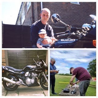 Paul and his Motorbikes. Paul and Graham Jones with Paul's 3D printed R/C plane. 