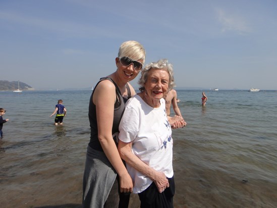 Kate and her Granny on Cawsand beach 2011