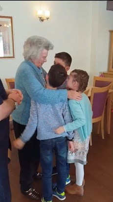 Nanny with some of her Great grandchildren... comparing height something she would always do.