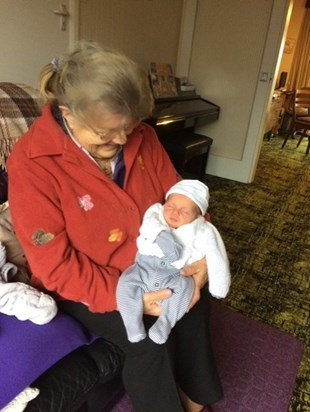 Beryl - honorary Granny to Wilfie (age 2 weeks)