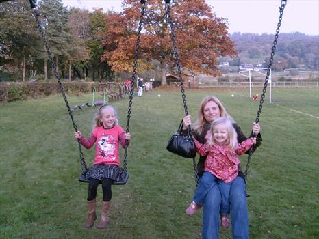 Nettie, Hannah and Abbie in a playground whilst on holiday in Hawkshead