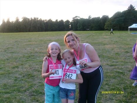 Nettie, Hannah and Eleanor complete Race For Life in Knowsley- July 2007