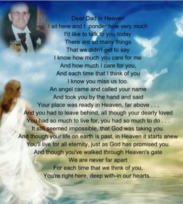 Happy birthday dad thinking of you and missing you always love chelly and Ryan xx