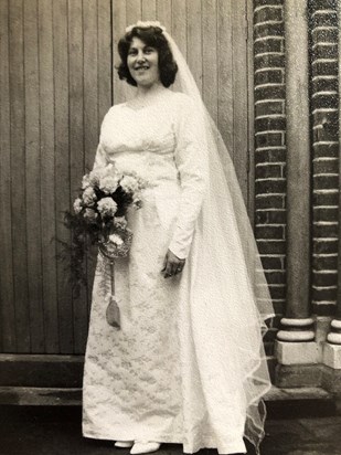 On her wedding day. 