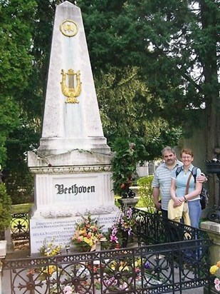 At Beethoven's grave in Vienna!