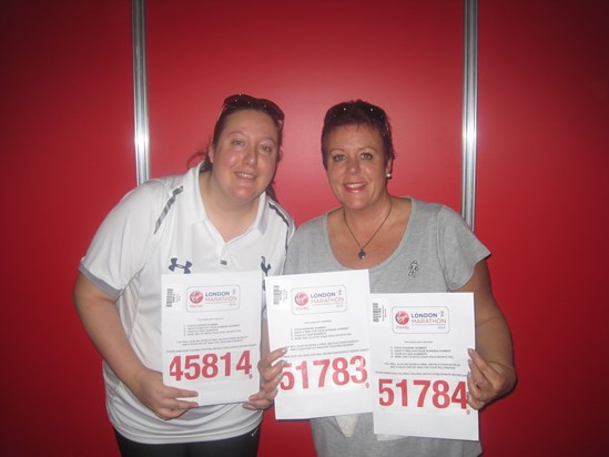 Collecting our London Marathon running numbers 9th April 2014