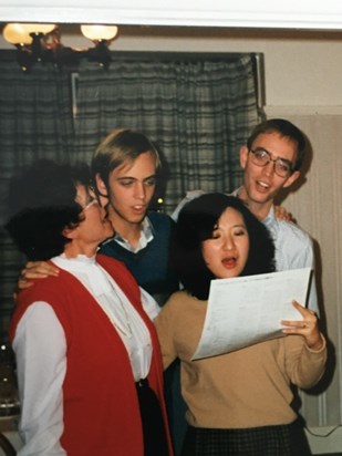 Singing with some of her family 