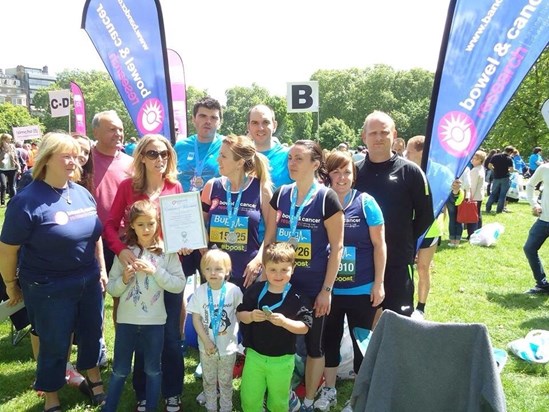London BUPA 10k and the Bowel and Cancer charity representatives