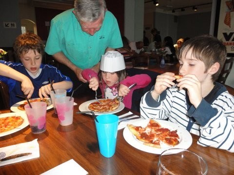 Pizza express with grandchildren 2011