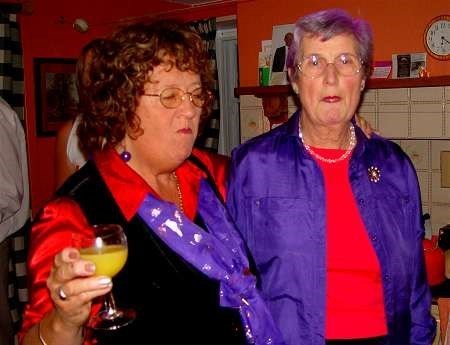 2 ladies at party, 70th birthday 2004