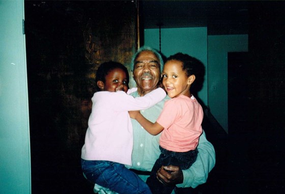 Gordon with Great-granddaughters, twins Justine and Jada