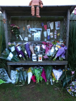 Flowers collected from the roadside memorial