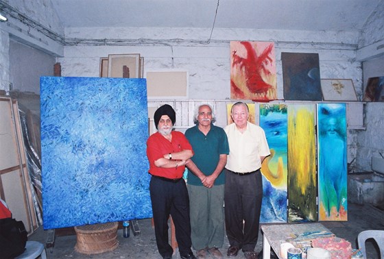 With Nand Catyal at the studio.  Year unknown.