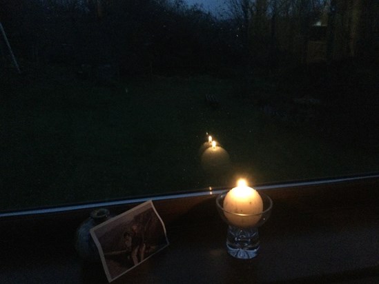 As I lit it, a large colony of seagulls flew overhead and it seemed they offered escort. Love from Geoff and Carole x