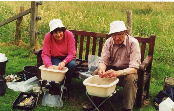 At a Ewell archaeology dig with dad