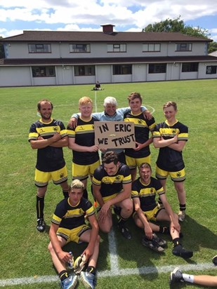 “In Eric we Trust!” - BYFC at the National Football Finals with their mascot and head cheerleader!