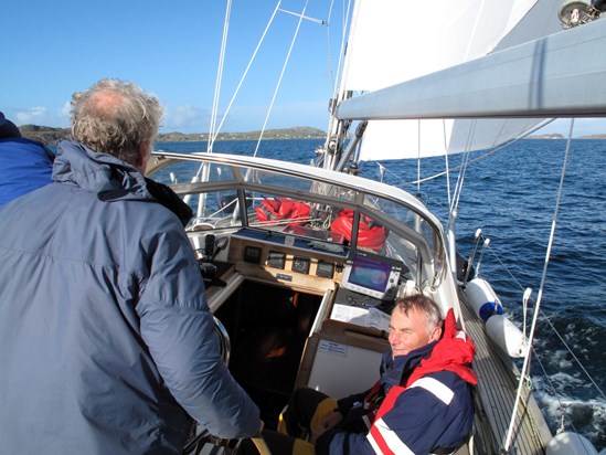 Gordon and Doug sailing from Oban