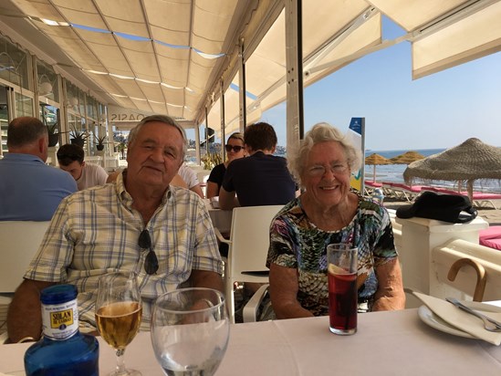  Mum (Molly) and Ian (Chris’s Dad), enjoying a drink in Spain close to a former apartment that Chris’s family enjoyed many good times. 