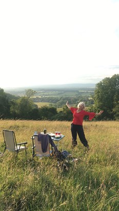 A M&S picnic (with prosecco, of course) on the downs.