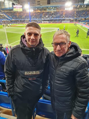 Dad & Jakob (grandson) at a Chelsea football game.
