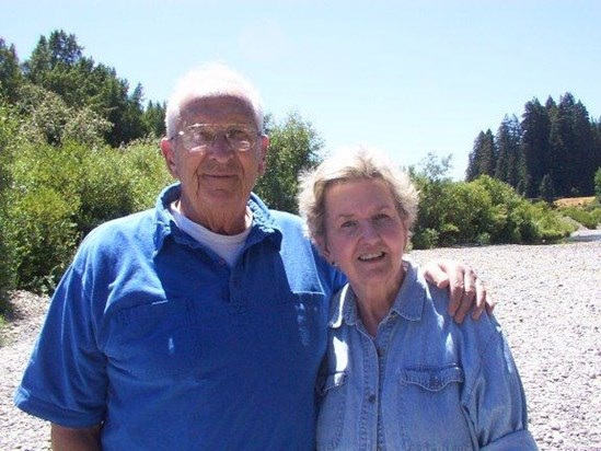 Mom and Dad at Hansen family reunion, Dean Creek Resort by EEL River near Garberville Ca. 