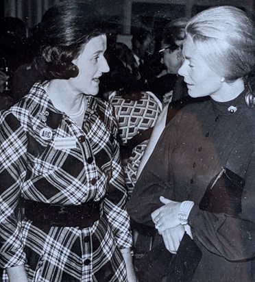 Our mother, wearing her Arthritis Research badge, at a fundraising event with The Duchess of Kent in 1971