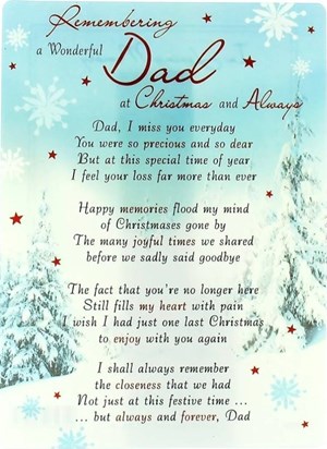 Thinking of you now and always. MERRY CHRISTMAS DAD. Love Julie 