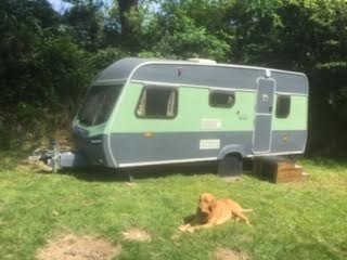 Terri’s ’racavan’ in its new livery at its new home, Woolcombe Farm near Totnes. 