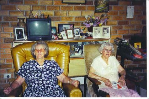Joan (right) with Aunty Viv.
