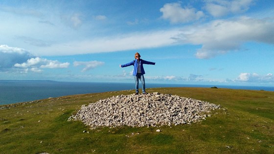 Celebrating reaching the top of the Great Orme in Llandudno