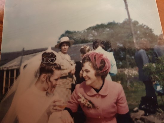 1974 Margarets wedding - mum loving it xx